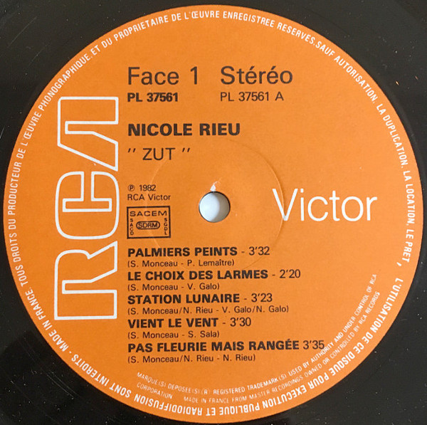 Nicole Rieu - Zut | RCA Victor (PL 37561) - 3 Nicole Rieu - Zut | RCA Victor (PL 37561) - 3