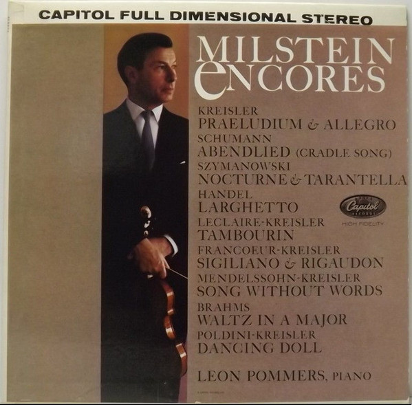 Nathan Milstein , Leon Pommers - Milstein Encores | Capitol Records (SP-8536) - main Nathan Milstein , Leon Pommers - Milstein Encores | Capitol Records (SP-8536) - main