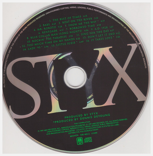 Styx - The Best Of Times: The Best Of Styx | A&M Records (540 465-2) - 3 Styx - The Best Of Times: The Best Of Styx | A&M Records (540 465-2) - 3