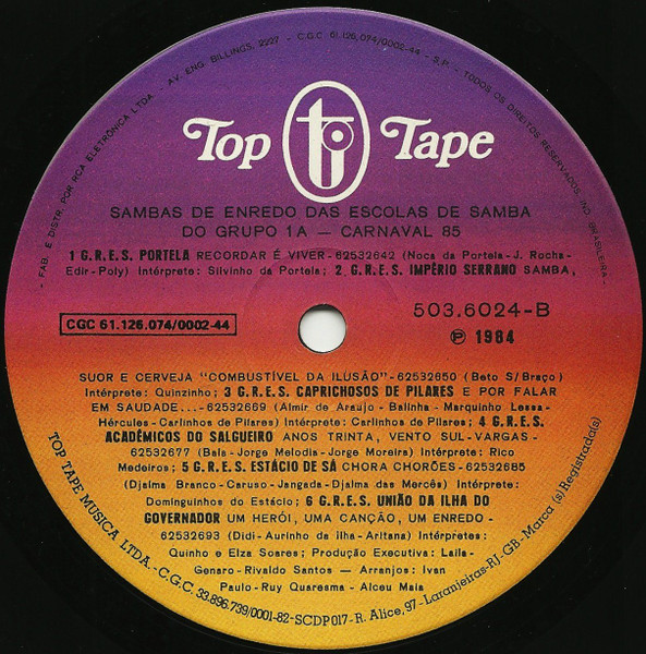 Various - Sambas De Enredo Das Escolas De Samba Do Grupo 1A - Carnaval 85 | Top Tape (503.6024) - 4 Various - Sambas De Enredo Das Escolas De Samba Do Grupo 1A - Carnaval 85 | Top Tape (503.6024) - 4