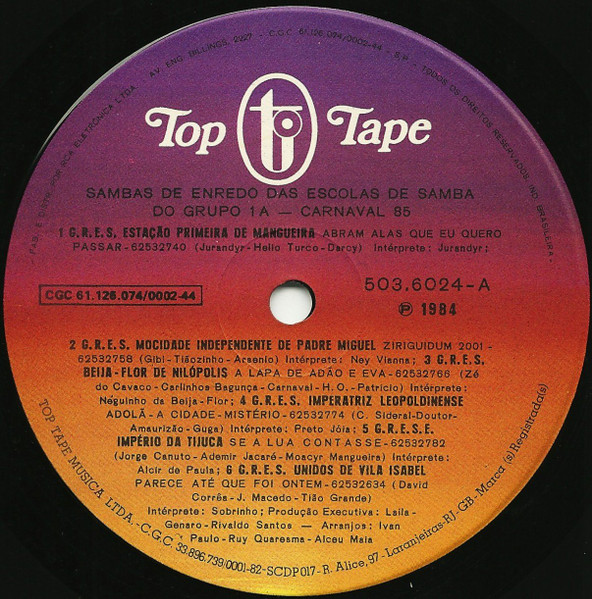 Various - Sambas De Enredo Das Escolas De Samba Do Grupo 1A - Carnaval 85 | Top Tape (503.6024) - 3 Various - Sambas De Enredo Das Escolas De Samba Do Grupo 1A - Carnaval 85 | Top Tape (503.6024) - 3