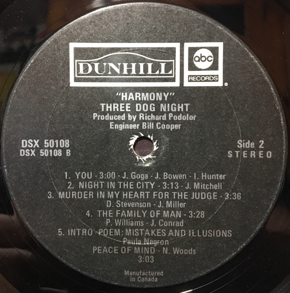Three Dog Night - Harmony [Vinyl] | Dunhill (DSX 50108) - 4