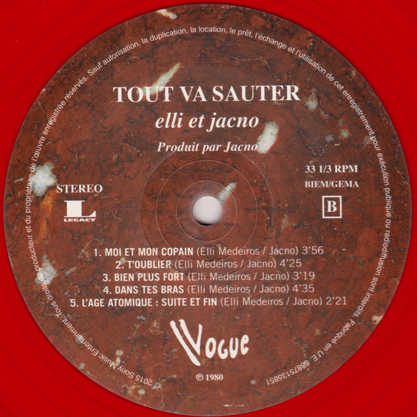 Elli & Jacno - Tout Va Sauter | Vogue (888757358515) - 4 Elli & Jacno - Tout Va Sauter | Vogue (888757358515) - 4