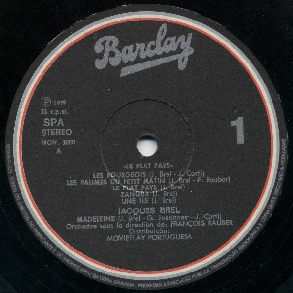 Jacques Brel - Le Plat Pays 1 | Barclay (MOV-9.060)