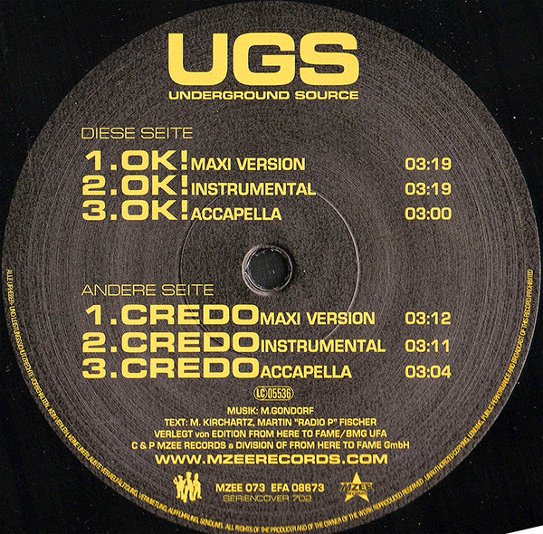 Underground Source - OK! / Credo | MZEE Records (MZEE 073) - 3