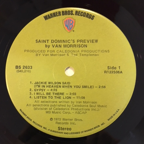 Van Morrison - Saint Dominic's Preview | Warner Bros. Records (BS 2633) - 3 Van Morrison - Saint Dominic's Preview | Warner Bros. Records (BS 2633) - 3
