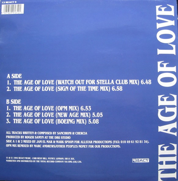 Age Of Love - The Age Of Love (The Jam & Spoon Mixes) | React (12 REACT 9) - 2