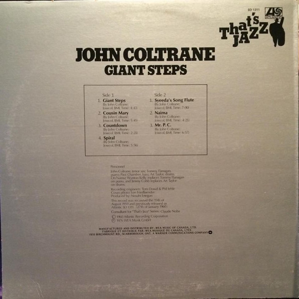 John Coltrane - Giant Steps [Vinyl] | Atlantic (SD 1311) - 2
