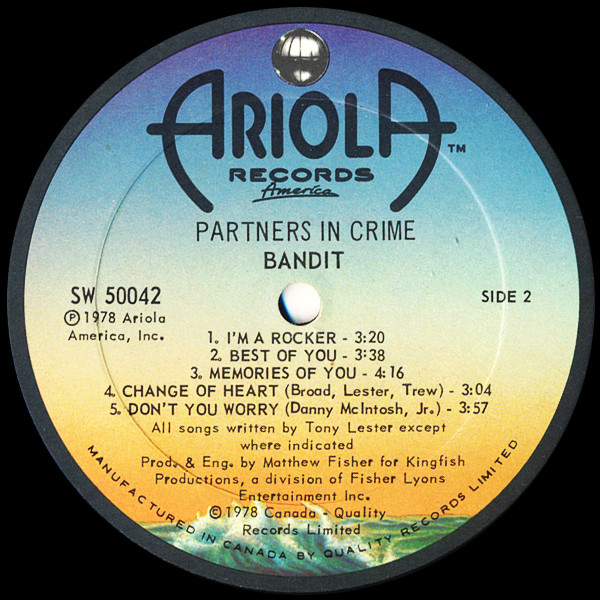 Bandit - Partners In Crime | Ariola Records America (SW 50042) - 4