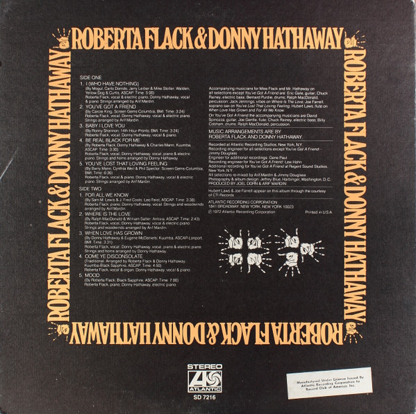 Roberta Flack & Donny Hathaway - Roberta Flack & Donny Hathaway | Atlantic (SD 7216) - 2 Roberta Flack & Donny Hathaway - Roberta Flack & Donny Hathaway | Atlantic (SD 7216) - 2