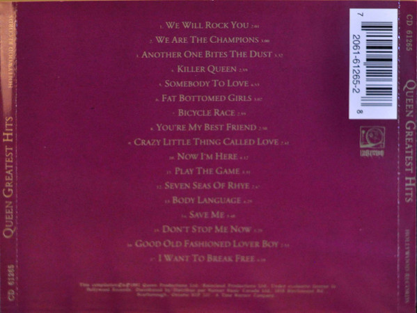 Queen - Greatest Hits [CD] | Hollywood Records (CD 61265) - 2
