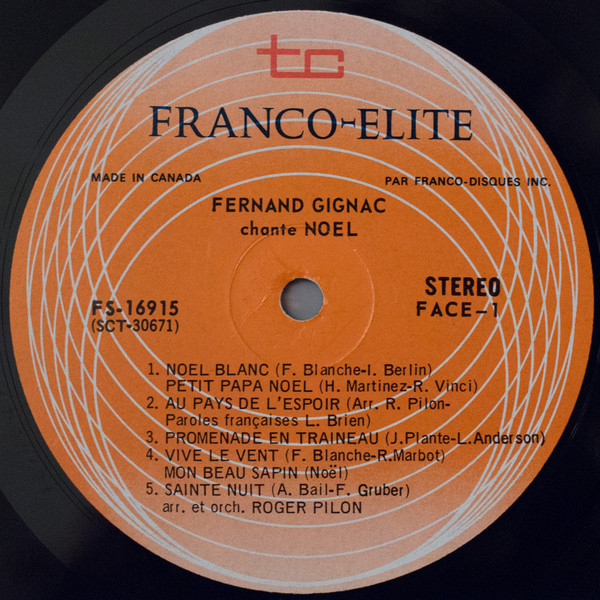 Fernand Gignac - Fernand Gignac Chante Noël | Franco-Élite (FS-16915) - 3 Fernand Gignac - Fernand Gignac Chante Noël | Franco-Élite (FS-16915) - 3