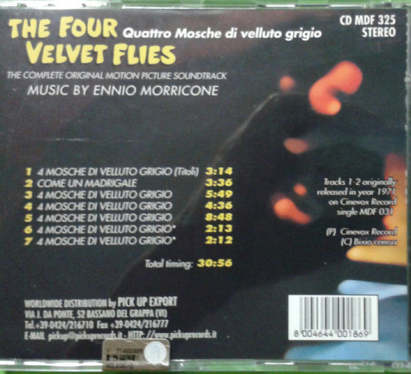 Ennio Morricone - Quattro Mosche Di Velluto Grigio = The Four Velvet Flies (The Complete Original Motion Picture Soundtrack) | Cinevox Record (CD MDF 325) - 4 Ennio Morricone - Quattro Mosche Di Velluto Grigio = The Four Velvet Flies (The Complete Original Motion Picture Soundtrack) | Cinevox Record (CD MDF 325) - 4
