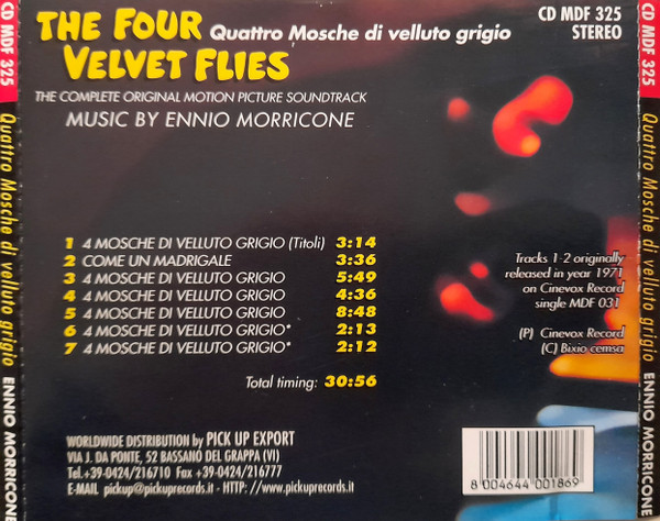 Ennio Morricone - Quattro Mosche Di Velluto Grigio = The Four Velvet Flies (The Complete Original Motion Picture Soundtrack) | Cinevox Record (CD MDF 325) - 2 Ennio Morricone - Quattro Mosche Di Velluto Grigio = The Four Velvet Flies (The Complete Original Motion Picture Soundtrack) | Cinevox Record (CD MDF 325) - 2