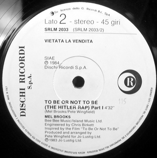 Nik Kershaw / Mel Brooks - Wouldn't It Be Good / To Be Or Not To Be (The Hitler Rap) Part 1 | Ricordi (SRLM 2033) - 2 Nik Kershaw / Mel Brooks - Wouldn't It Be Good / To Be Or Not To Be (The Hitler Rap) Part 1 | Ricordi (SRLM 2033) - 2