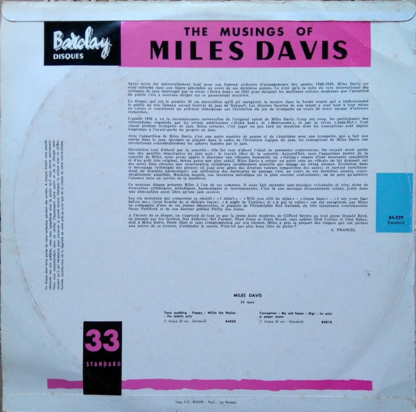The Miles Davis Quartet - The Musings Of Miles | Barclay (84.029) - 2 The Miles Davis Quartet - The Musings Of Miles | Barclay (84.029) - 2