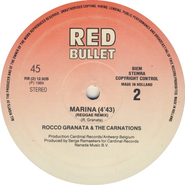 Rocco Granata & The Carnations - Marina (Remix Acid & Reggae) | Red Bullet (RB 2.12.92) - 3