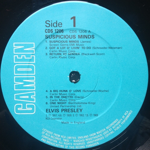 Elvis Presley - Suspicious Minds | Camden (CDS 1206) - 2
