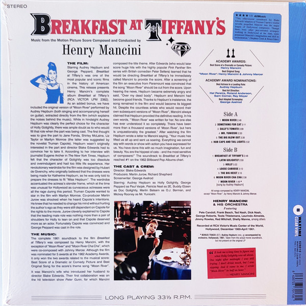 Henry Mancini - Breakfast At Tiffany's | Waxtime Clear Vinyl (526010) - 2
