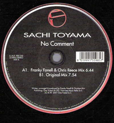 Sachi Toyama - No Comment | One Trybal (FRX 030) - main