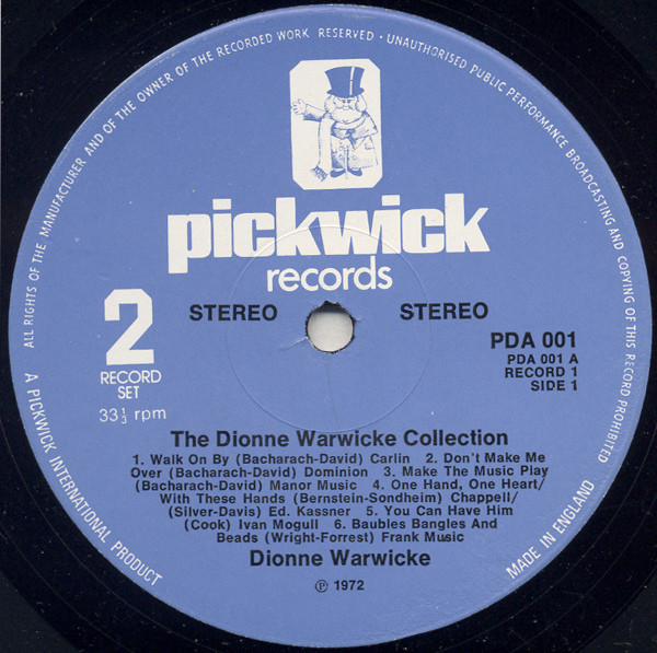 Dionne Warwick - The Dionne Warwicke Collection | Pickwick Records (PDA 001)