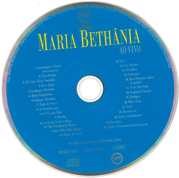 Maria Bethânia - Ao Vivo | Verve World (526 719-2) - 2