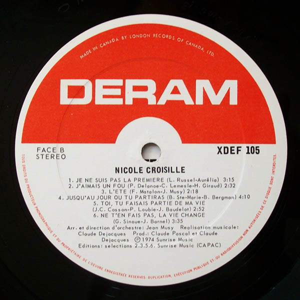 Nicole Croisille - Parlez Moi De Lui [Vinyl] | Deram (XDEF-105) - 3