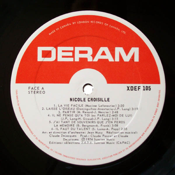 Nicole Croisille - Parlez Moi De Lui [Vinyl] | Deram (XDEF-105) - 2