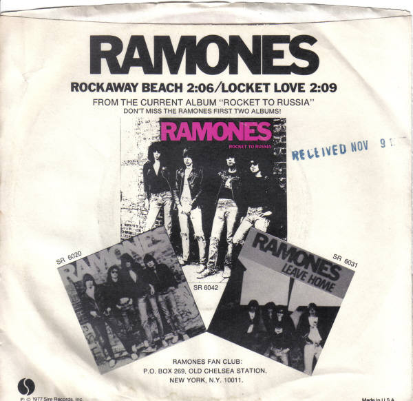 Ramones - Rockaway Beach / Locket Love | Sire (SRE 1008) - 2