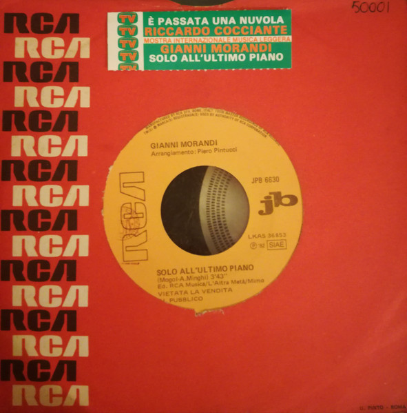 Gianni Morandi / Riccardo Cocciante - Solo All'Ultimo Piano / È Passata Una Nuvola | RCA (JPB 6630) - 3