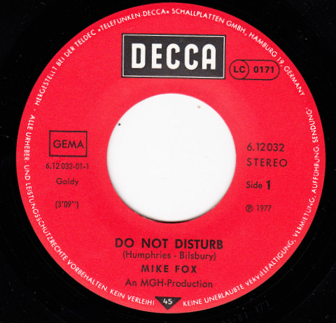 Mike Fox - Do Not Disturb | Decca (6.12 032)