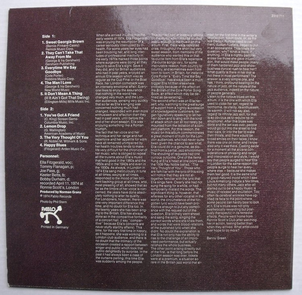 Ella Fitzgerald - Ella In London | Pablo Records (2310 711) - main