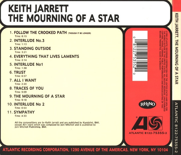Keith Jarrett - The Mourning Of A Star | Atlantic (8122-75355-2) - 2