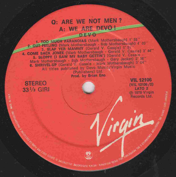Devo - Q: Are We Not Men? A: We Are Devo! | Virgin (VIL 12106) - 4