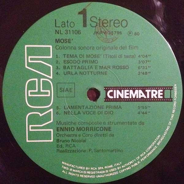Ennio Morricone - Mosè (Colonna Sonora Originale Del Film) | RCA (NL 31106) - 3 Ennio Morricone - Mosè (Colonna Sonora Originale Del Film) | RCA (NL 31106) - 3