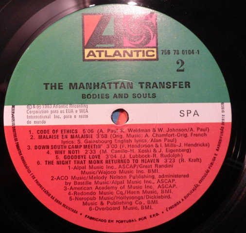 The Manhattan Transfer - Bodies And Souls | Atlantic (75678-0104-1) - 2