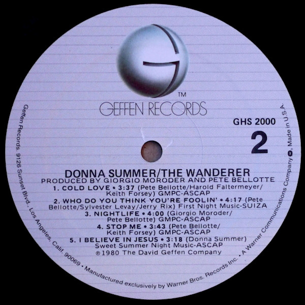 Donna Summer - The Wanderer | Geffen Records (GHS 2000) - 4