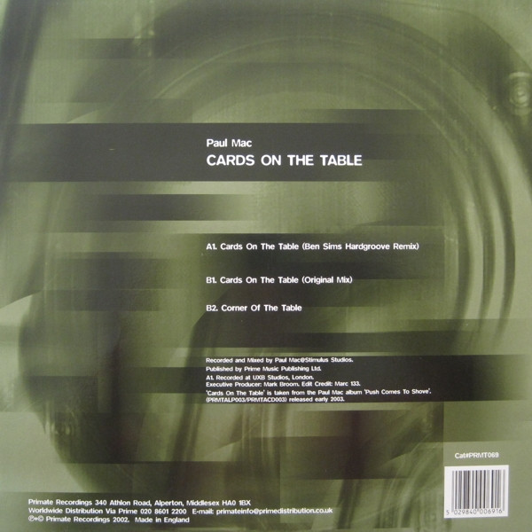 Paul Mac - Cards On The Table | Primate Recordings (PRMT 069) - 2 Paul Mac - Cards On The Table | Primate Recordings (PRMT 069) - 2