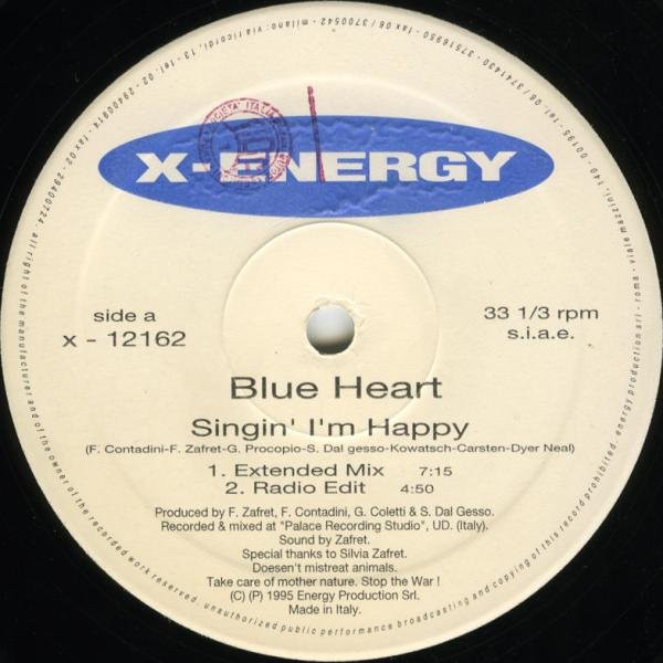 Blue Heart - Singin' I'm Happy | X-Energy Records (X-12162) - 2 Blue Heart - Singin' I'm Happy | X-Energy Records (X-12162) - 2