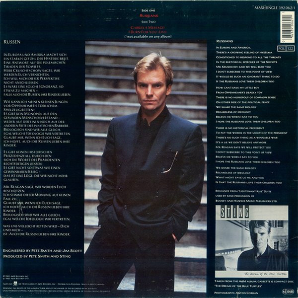 Sting - Russians | A&M Records (392 062-1) - 2 Sting - Russians | A&M Records (392 062-1) - 2