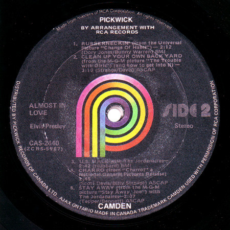 Elvis Presley - Almost In Love [Vinyl] | Pickwick (CAS-2440) - 3