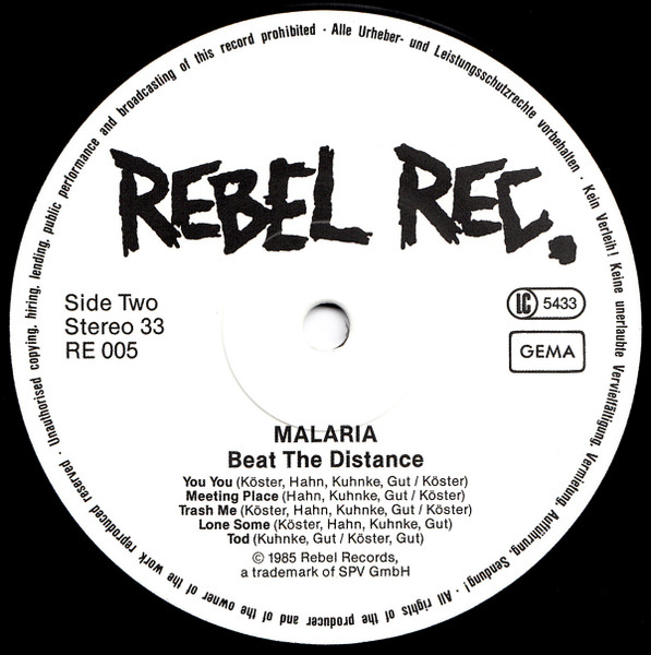 Malaria! - Beat The Distance | Rebel Rec. (RE 005) - 4
