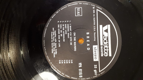 Bread - On The Waters | Vedette Records (VPA 8118) - 4