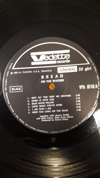 Bread - On The Waters | Vedette Records (VPA 8118) - 3