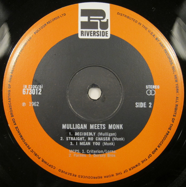 Thelonious Monk And Gerry Mulligan - Mulligan Meets Monk | Riverside Records (673 012) - 3 Thelonious Monk And Gerry Mulligan - Mulligan Meets Monk | Riverside Records (673 012) - 3