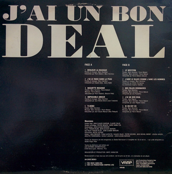 Marc Hamilton - J'ai Un Bon Deal | Les Productions Vampire Ltée. (VR 105) - 2 Marc Hamilton - J'ai Un Bon Deal | Les Productions Vampire Ltée. (VR 105) - 2