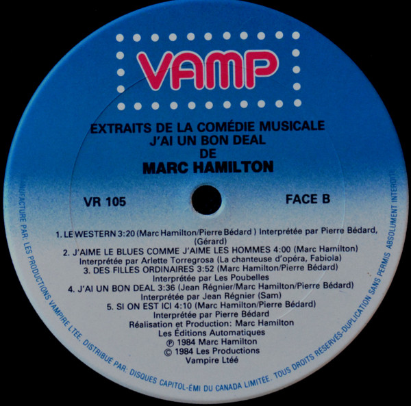 Marc Hamilton - J'ai Un Bon Deal | Les Productions Vampire Ltée. (VR 105) - 4 Marc Hamilton - J'ai Un Bon Deal | Les Productions Vampire Ltée. (VR 105) - 4