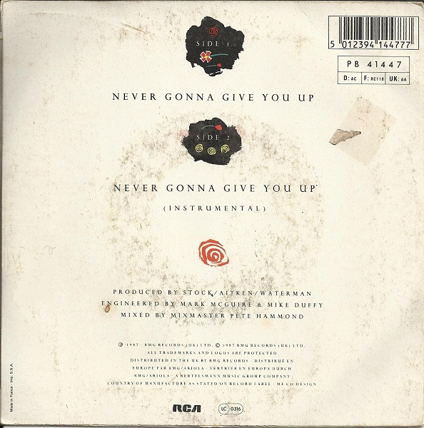 Rick Astley - Never Gonna Give You Up | RCA (PB 41447) - 2