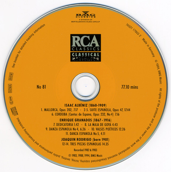 Isaac Albéniz , Enrique Granados , Joaquín Rodrigo - Julian Bream - Spanish Guitar Recital | RCA Classics (74321-17903-2) - 3