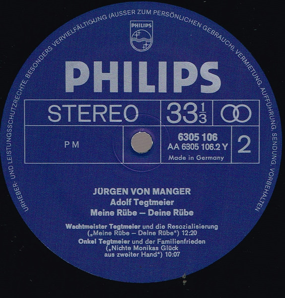 Jürgen von Manger - Adolf Tegtmeier: Meine Rübe - Deine Rübe | Philips (6305 106) - 4 Jürgen von Manger - Adolf Tegtmeier: Meine Rübe - Deine Rübe | Philips (6305 106) - 4
